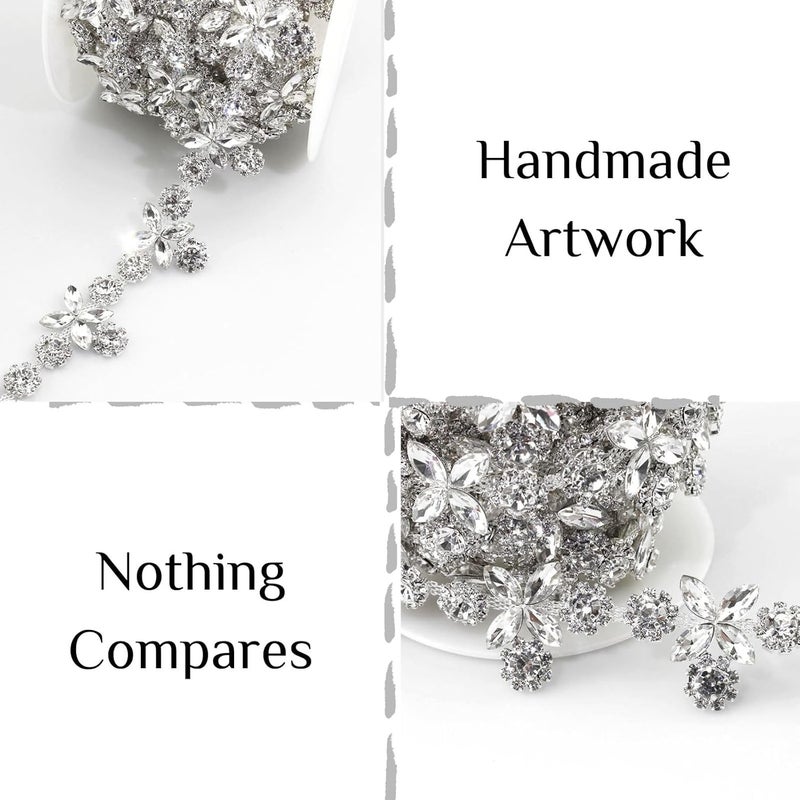 PEARLY JUN Rhinestone Trim Chain Sliver Applique Stringing Ribbon DIY Jewelry Wedding Party Bracelets Craft Bridal Bouquets Embellishment Accessories - Image 4